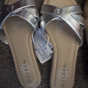 Multiples Shimmering Silver Women's Sandals and women flats